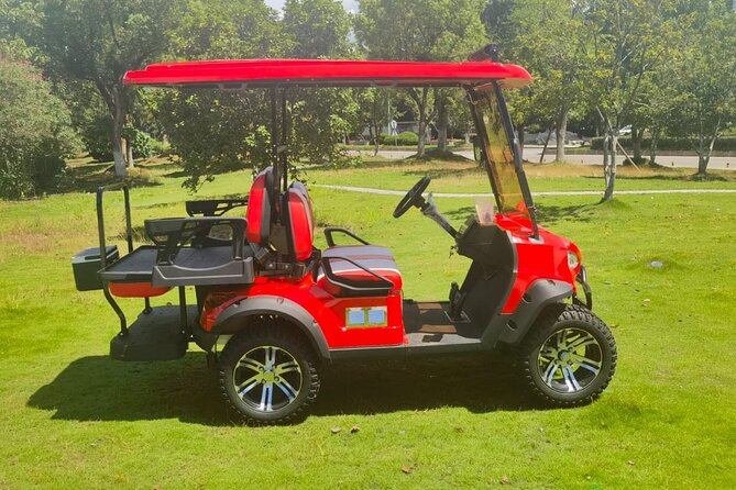 4Seater UTV Golf Cart in Grand Turk - Driving comfort and safety: roof, camera, windshield wiper, and belts