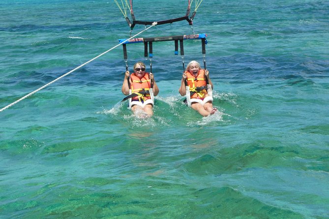 Parasailing Grand Turk - The Premium Parasail Boat Setup: Harness In, Then Launch Off The Flight Deck